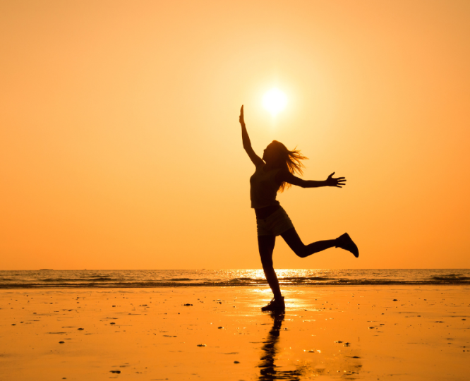 Woman jumping in happiness