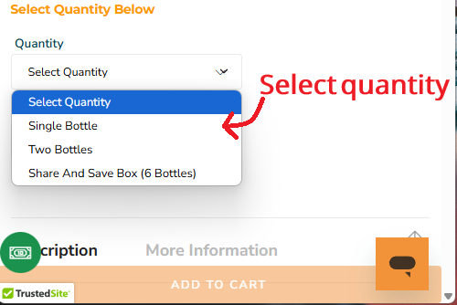 Choose quantity of bottles on The Trusted Lab product page